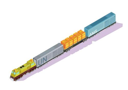 25d效果的拉满货物的货运火车图片免抠素材